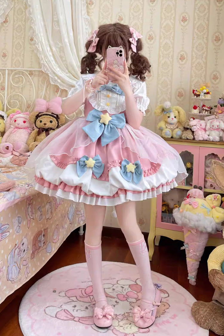 Little Wishing Star Ruffle Bowknot Bud Sweet Lolita Jsk Dress 5 Colors - Product - 12
