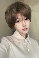 Misty Mint Beige Brown Japanese Style Cool Androgynous Short Lolita Wig - Product - 4