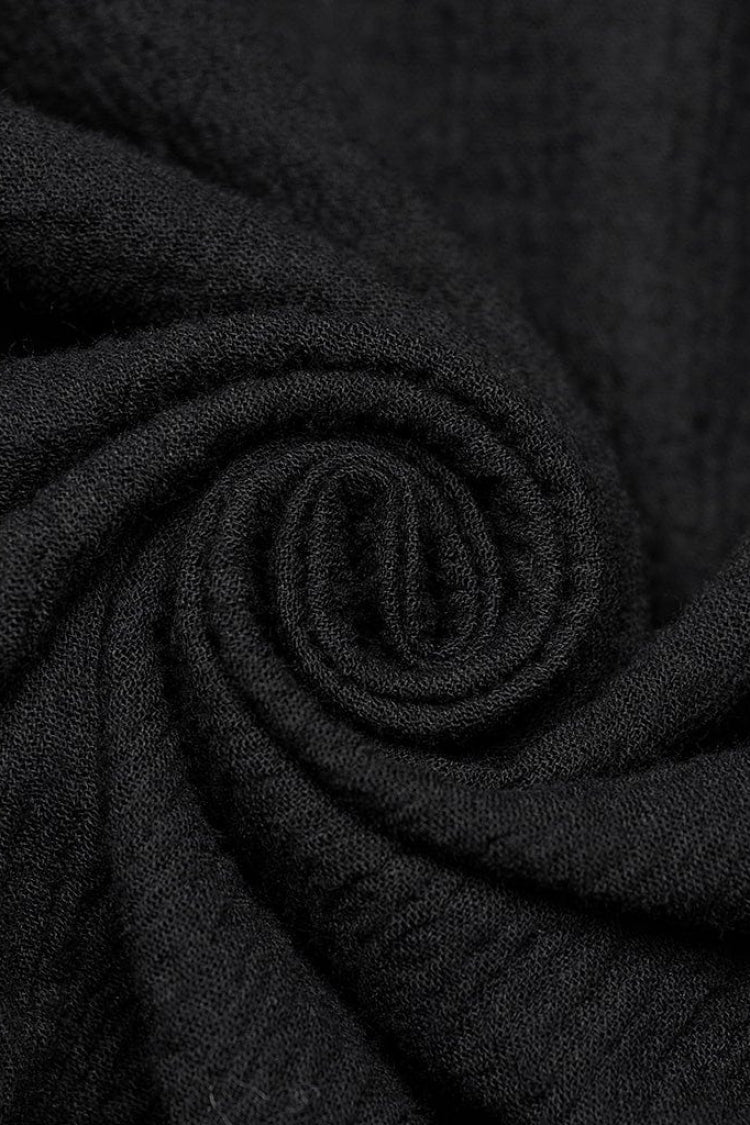 Black Lapel Collar Long Sleeves Metal Buttons Webbing Decoration Mens Gothic Blouse - Product - 6