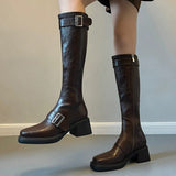 Classic PU Buckled Lolita Knee-High Boots 2 Colors (Black, Brown) - Product - 3