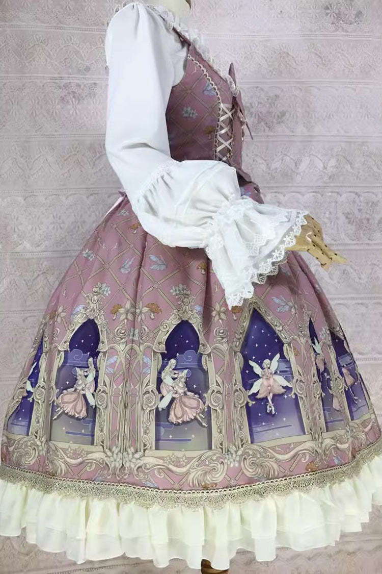 Dream Elf Print Ruffle Bowknot Sweet Lolita Jsk Dress 6 Colors - Product - 5