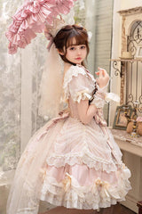 Pink [Girls' Day] Short Sleeves Multi-Layered Ruffle Bowknot Lace Sweet Lolita Dress 2 Versions - Product - 2