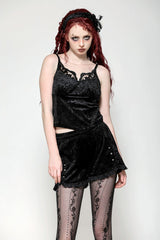 Black Women's Gothic Embossed Velvet Corset Camisole - Product - 5