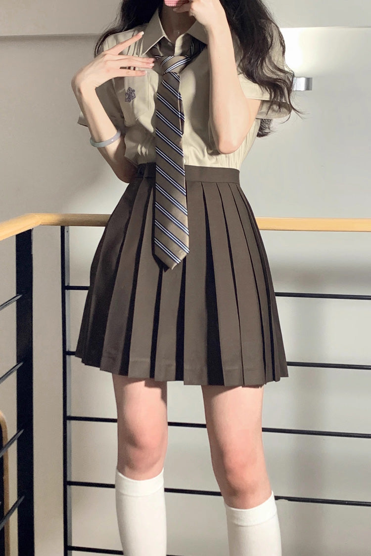Brown College Style Sweet Japanese School Pleated Skirt - Product - 2