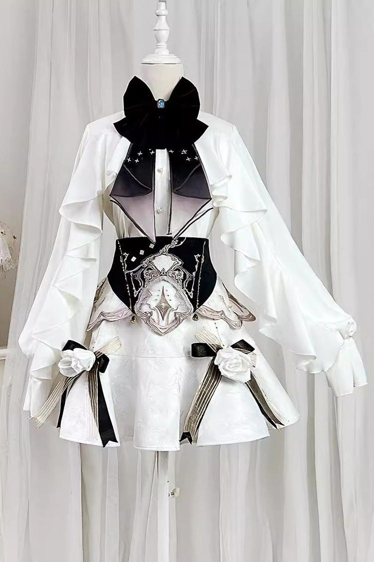 White [Star Gate] Palace Style Ruffle Bowknot Gothic Lolita Fishtail Skirt 2 Versions - Product - 10