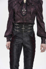 Black Jacquard Lace-Up Slim Men's Gothic Handsome Girdle - Product - 7