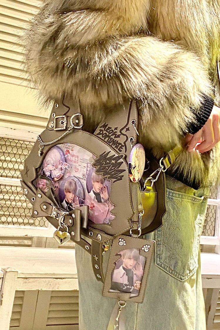 Domineering Cat [Cat Ears] Print Bowknot Gothic Lolita Crossbody Bag 9 Colors - Product - 22