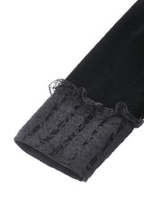 Black Long Sleeves Lace Women's Gothic Velvet Short Dress - Product - 15