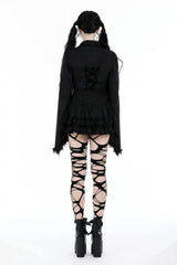 Black Layered Lace Mesh Lace-Up Zippered Women's Punk Mini Skirt - Product - 4
