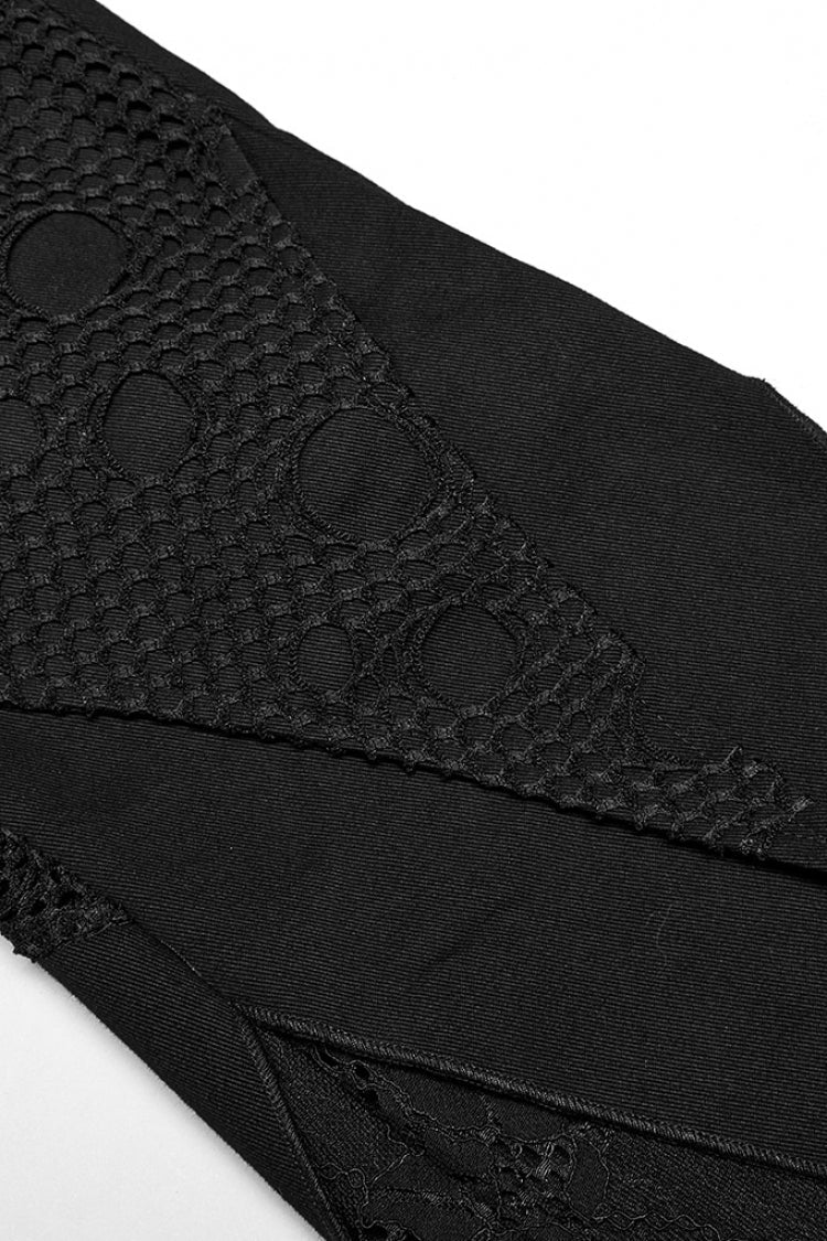 Black Stitching Lace Slim Women's Gothic Flared Pants - Product - 6