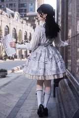 White Vintage Berlin Daily Print Removable Apron Classic Lolita Strap Dress - Product - 9