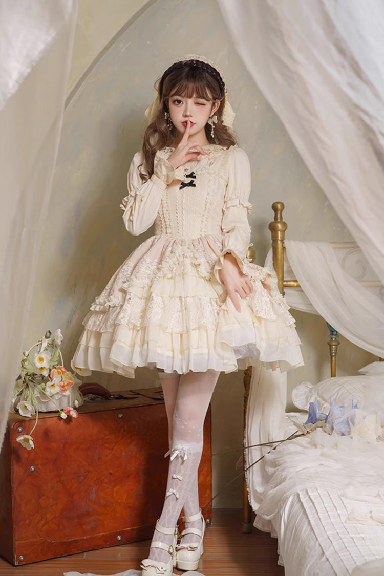 Yellow Elegant Ballet Sleeveless Multi-Layer Cake Sweet Lolita Jsk Dress - Product - 4