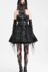 Black Halterneck Backless A-Line Women's Gothic Punk Short Dress - Black - 1