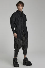 Black Stripes Print Baggy Men's Punk Pants - Product - 4
