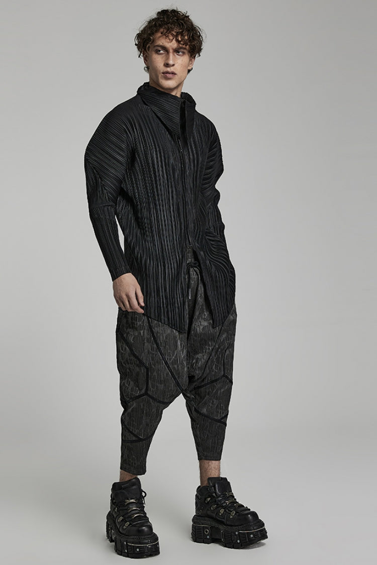 Black Stripes Print Baggy Men's Punk Pants - Product - 4