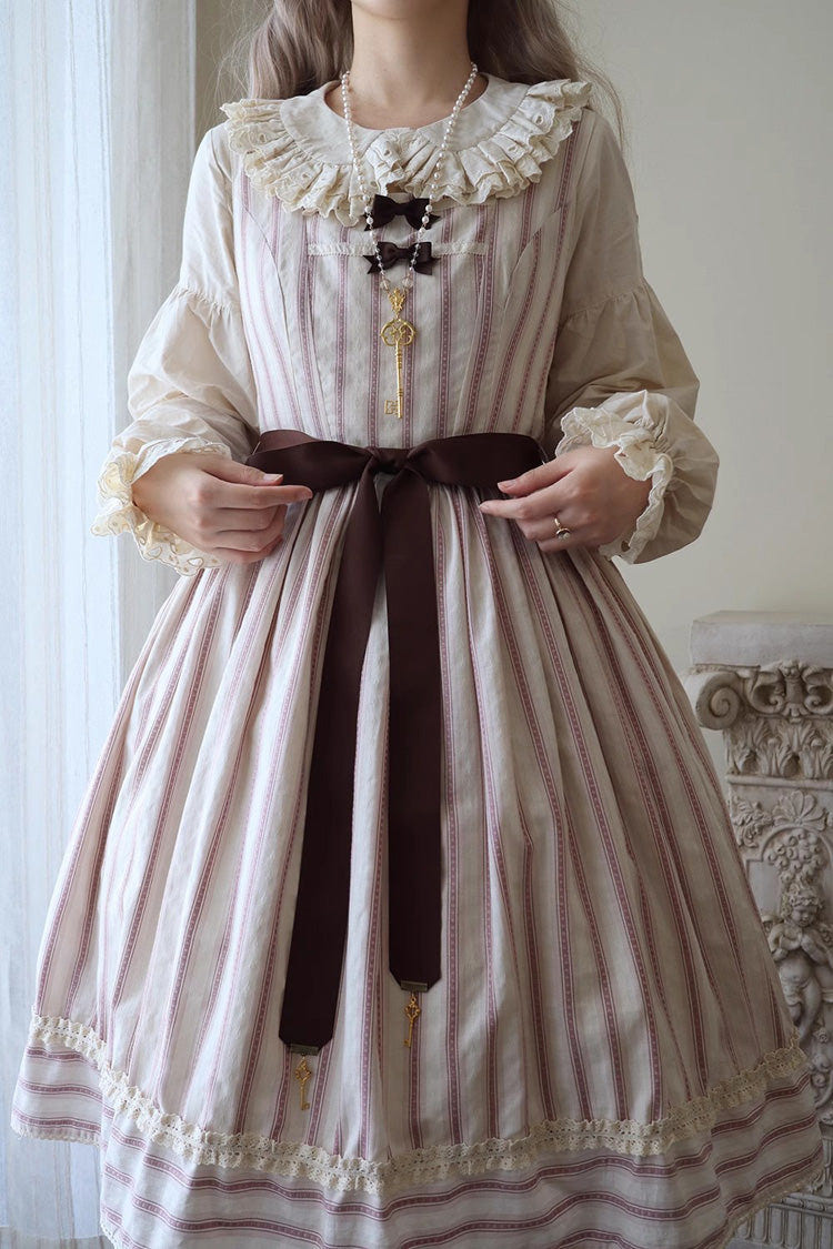 Forest Atlas Striped Print Bowknot Sweet Lolita Jumper Dress 3 Colors - Product - 15