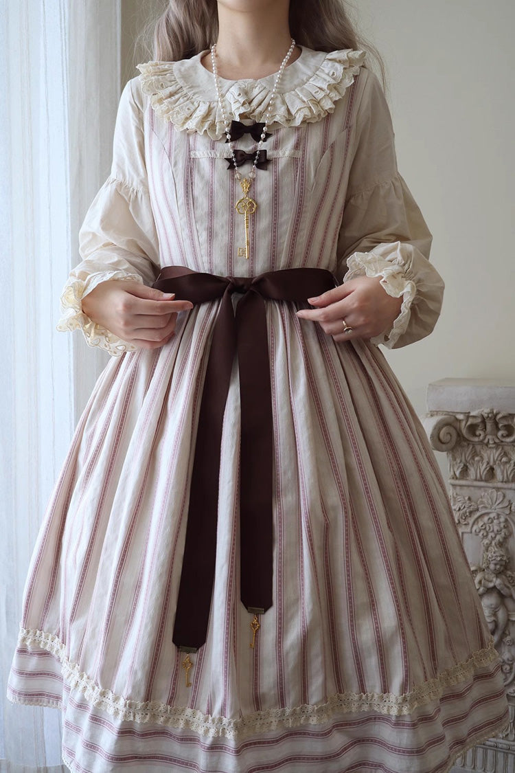 Forest Atlas Striped Print Bowknot Sweet Lolita Jumper Dress 3 Colors - Product - 15