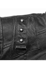 Grey Punk Post Apocalyptic Stitching Asymmetric High Neck Metal Embellished Short Loose Men's Coat - Product - 6