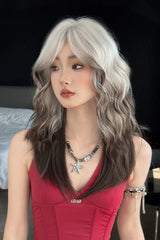 Silver Grey Ombre Wavy Wolf Cut Sweet Lolita Wig with Curtain Bangs - Product - 2