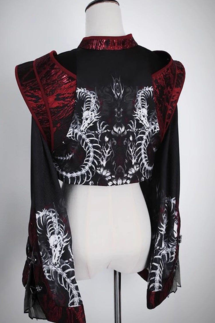 [Bone Dragon] Long Sleeves Print Ouji Fashion Classic Lolita Coat 2 Colors - Product - 5