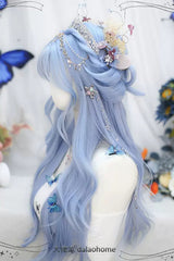 Blue Sweet Lolita Long Curly Wigs - Product - 4