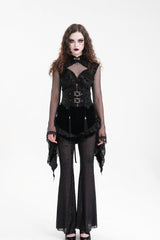 Black Plumed Ruffle Mesh Women's Gothic Shorts - Product - 9