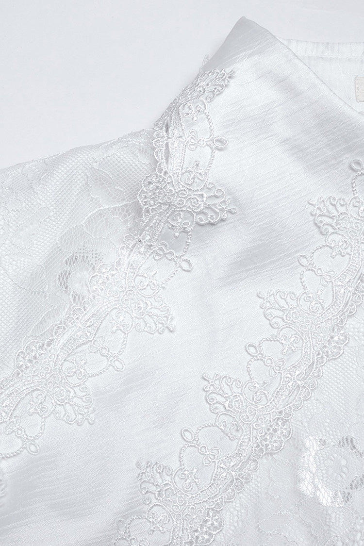 White Long Puff Sleeves Lace Men's Gothic Blouse - Product - 7