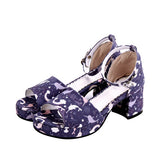 Dreamy Cute Fish Printing Round toe Sweet Lolita Sandals - Purple - 1