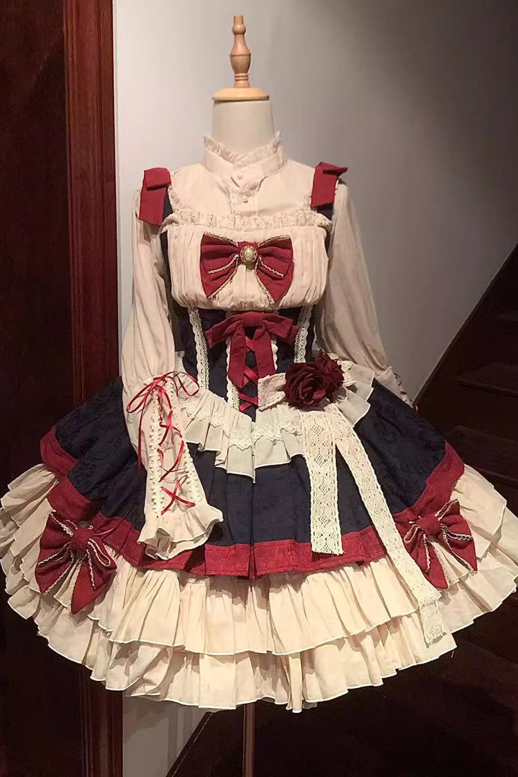 Snow White Multi-Color Triple-Layered Ruffle Bowknot Sweet Lolita Dress (Shirt Included) - Product - 3