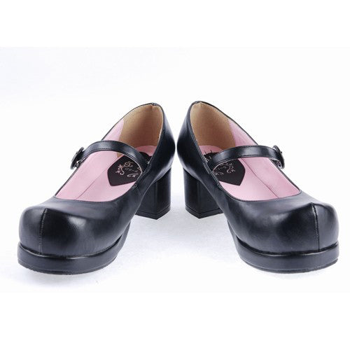 Black Simplicity Strap Platform Classic Lolita Shoes - Product - 5