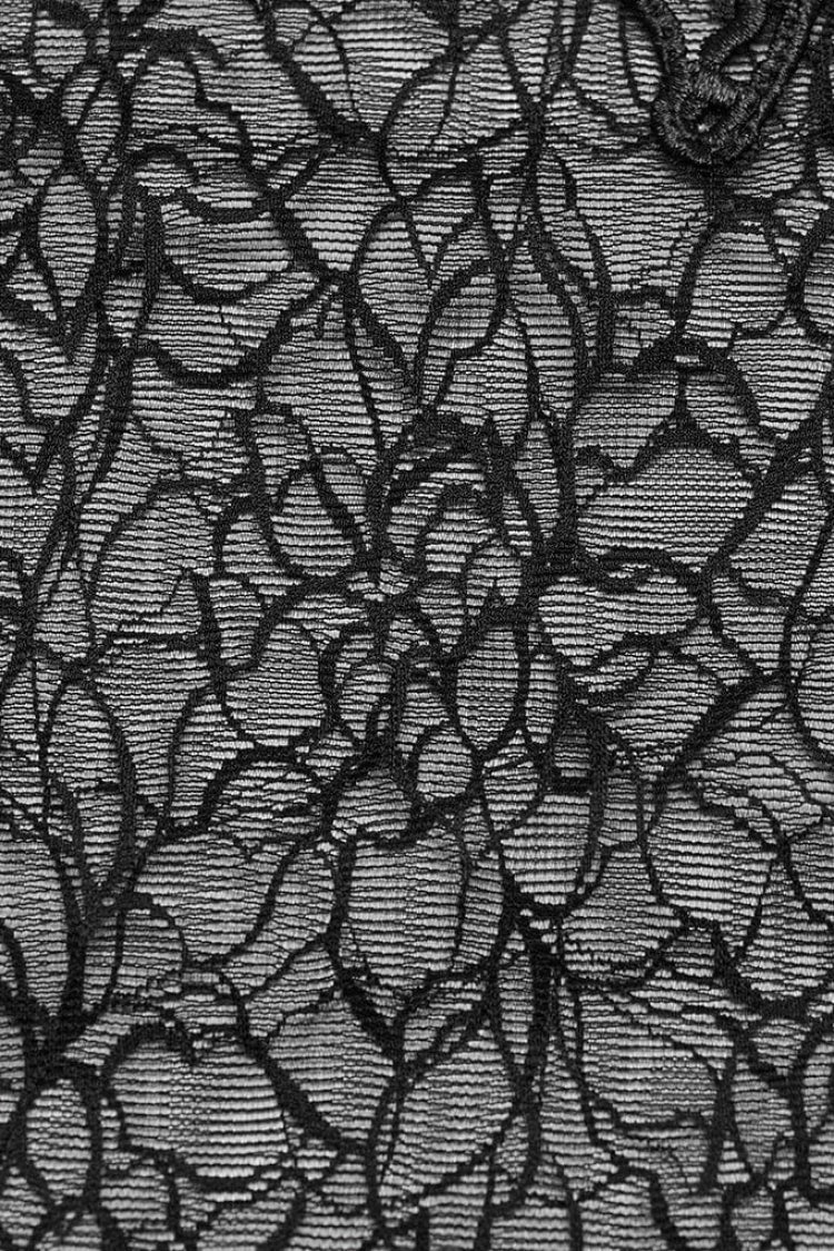 Black Long Sleeves Butterfly Embroidery Sheer Mesh Women's Gothic T-Shirt - Product - 6
