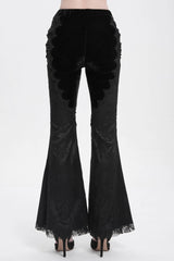 Black Floral Embroidery Stitching Lace Women's Gothic Pants - Product - 9