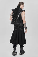 Black Buckle Chain Eyelet Men's Punk Skirt - Product - 11