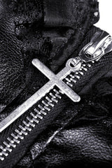 Black Sleeveless Layered Buckled Zippered Women's Gothic Faux Leather Strap Dress - Product - 14