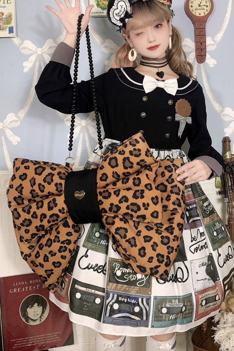 Brown Polka Dot Print Bowknot Shaped Sweet Lolita Backpack - Brown - 6