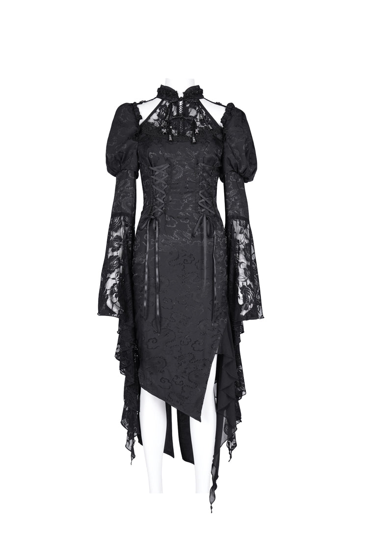 ブラック 姫袖 透かし レース 変形 レディース ゴシック ワンピース 商品画像