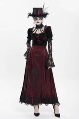 Red Embroidered Women's Gothic Gorgeous Floral Feather Hat - Product - 2