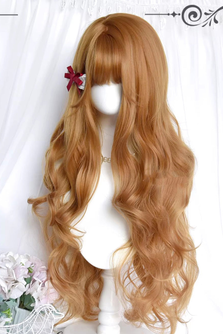 Bright Golden Brown Oil-Painting-Style Vintage Elegant Lolita Long Curly Wig - Product - 3
