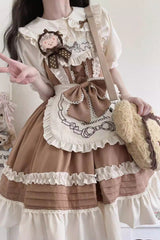 Raw Chocolate Mille Crepe Ruffle Bowknot Sweet Princess Lolita Jsk Dress 3 Colors - Product - 5
