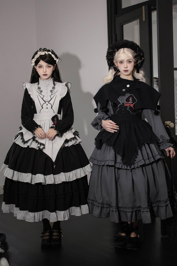 [Castle Night] Long Sleeves Ruffle Embroidery Gothic Lolita Dress 2 Colors - Product - 5