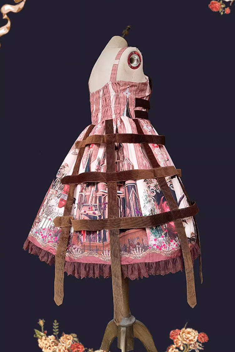 Midnight Magic Church Print Ruffle Punk Lolita Jsk Dress 3 Colors - Product - 12