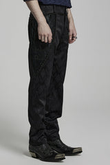 Black Jacquard 3D Print Lace Men's Gothic Pants - Product - 2