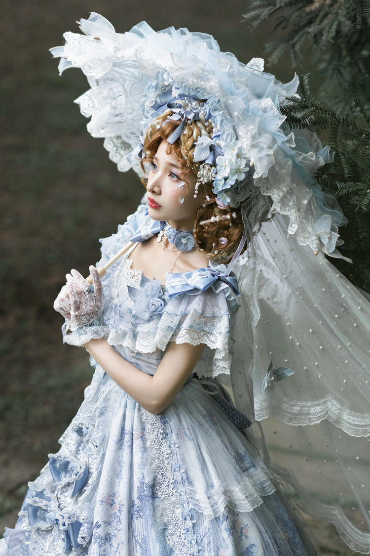 Blue The Key to the Secret Realm Gorgeous Wedding Princess Sweet Lolita Dress Set - Product - 7