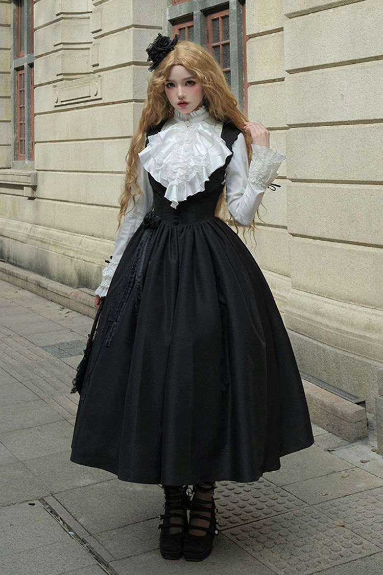 Black Night Traveler Breast Support Classic Gothic Lolita Jsk Dress - Black - 1