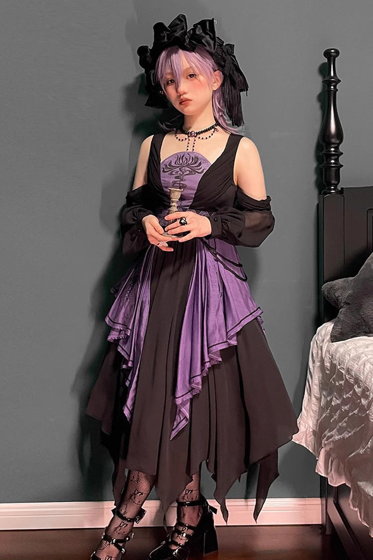 Black/Purple Print Styx Ferry Witch Gothic Lolita Dress - Product - 5