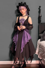 Black/Purple Print Styx Ferry Witch Gothic Lolita Dress - Product - 5