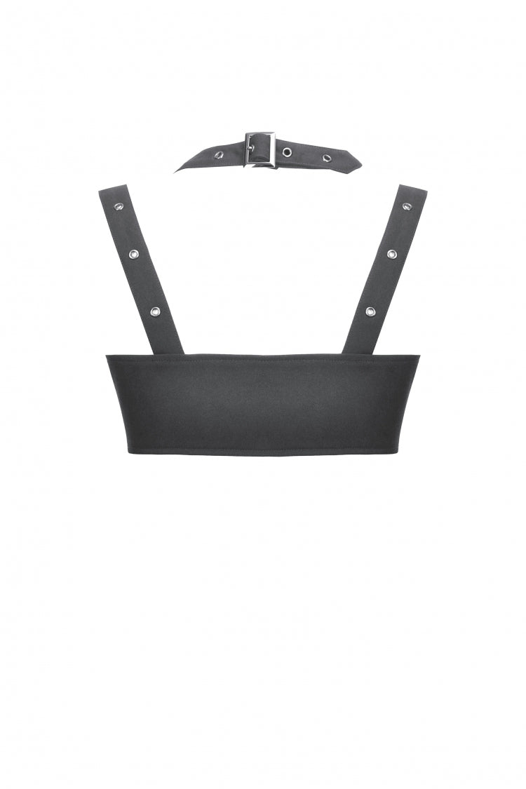 Black Halterneck Buckled Women's Punk Utility Vest - Product - 14