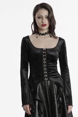 Black Long Sleeves Gradient Irregular Women's Gothic Blouse - Black - 1