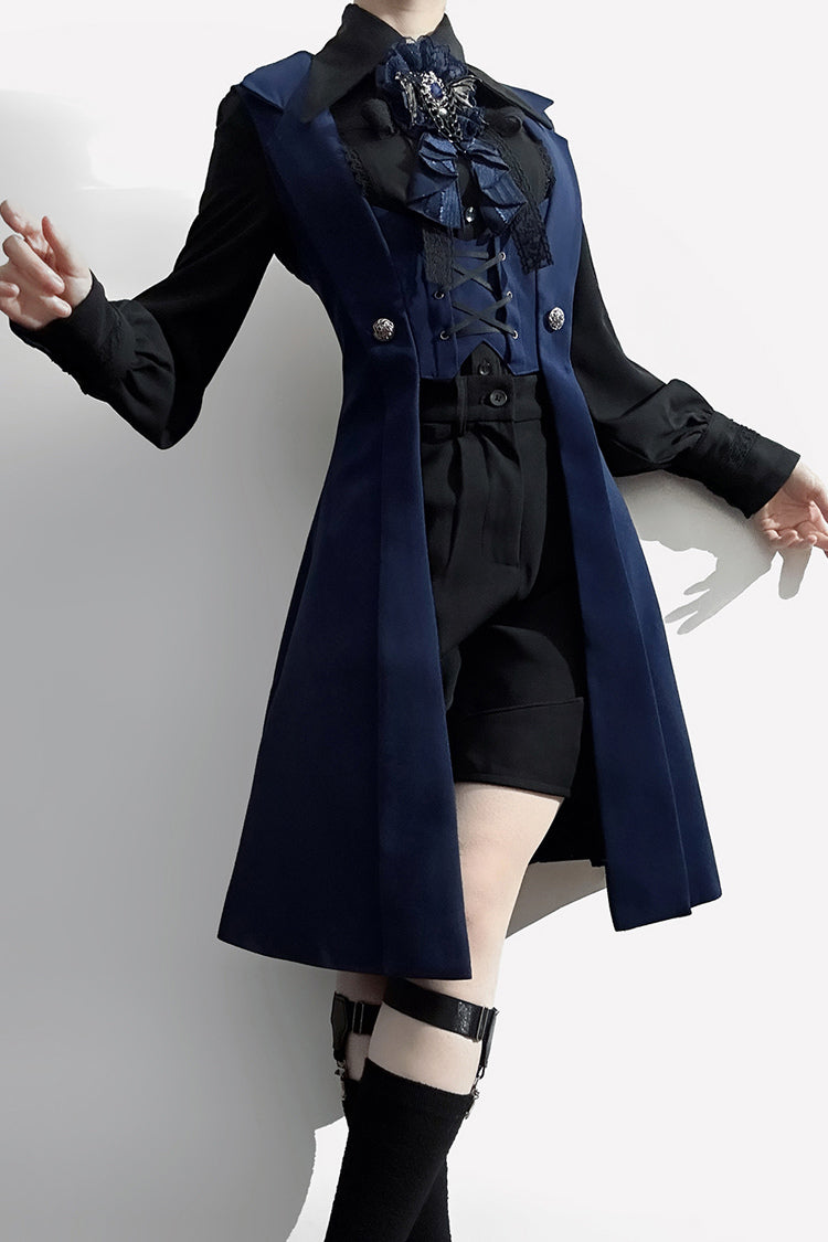 Overture Middle Ages Ouji Fashion Gothic Lolita Long Vest 3 Colors - Blue - 10