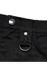 Black Heavy Industrial Hem Slit Design Multi-Pocket Zipper Trim Sexy Women's Punk Mini Skirt - Product - 8
